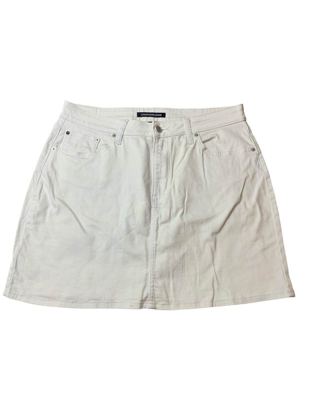 Calvin Klein Jeans White Denim Mini Skirt Size 14
